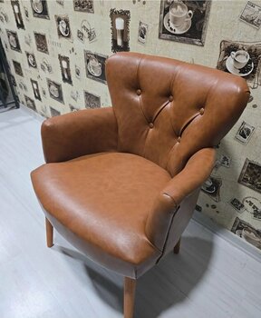 VENQM Berjer - Tekli Koltuk - Deri - Ahşap Ayak