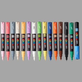 Uni Posca Marker Kalem Pc-1m (0.7mm) Keçe Uçlu 15 Adet Karışık Renkler Seti