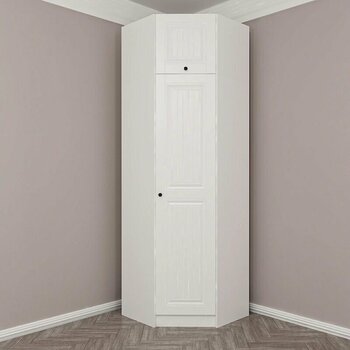 Kale 1 Kapaklı Köşe Dolap + Yüklük Beyaz Mebran İlkbahar 255cm Beyaz