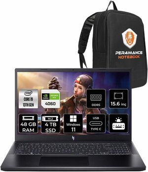 ACER Nitro V15 i9 13900H 48GB 4TB SSD RTX4060/8GB 15.6'' 165Hz FHD W11P Gaming Laptop & PER4 ÇANTA