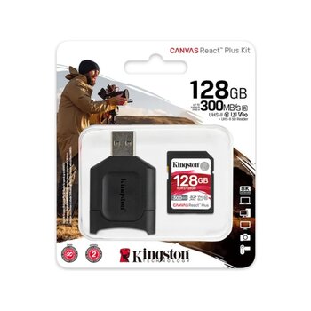 Kingston Canvas React Plus Mlpr2/128gb 128 Gb Sdxc Uhs-ii Class 10 Hafıza Kartı + Adaptör