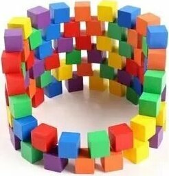 kaan oyuncak Ahşap Küp Bloklar 60 Adet Renkli Yapı Blokları 2x2 cm