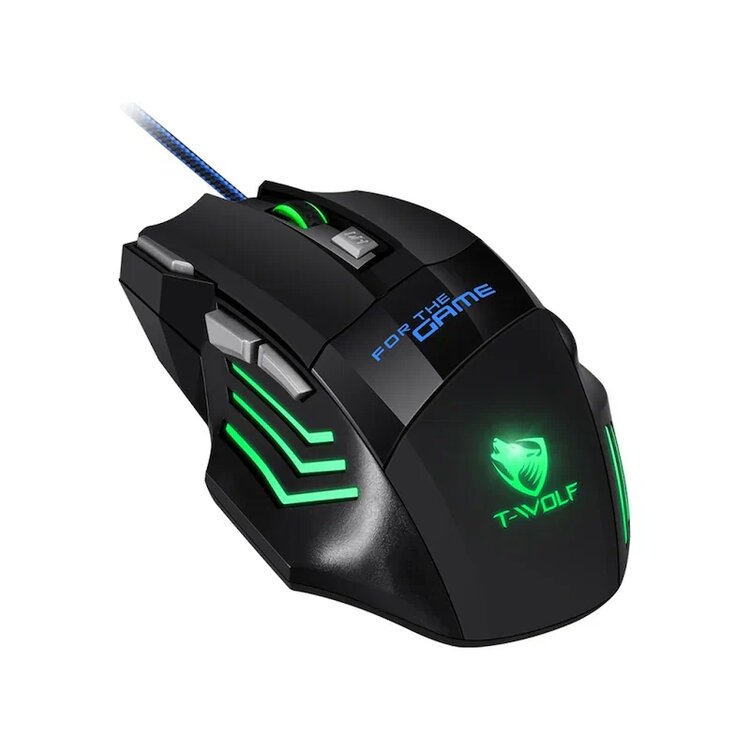 T-Wolf M1 Siyah 7 Tuş Kablolu USB 2400 DPI Oyuncu Mouse