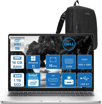 Dell Pro 16 Intel Core Ultra 5 235u 4.9ghz 16gb Ddr5 1tb Ssd Windows 11 Home Intel® Aı Boost 16 Inç Ips Fullhd+ (1920x1200) Taşınabilir Bilgisayar Pc16250bto105h03 + Zetta Çanta