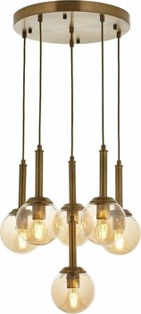 Avonni Avonnı Av-60216-6et Eskitme Kaplama Modern Avize, E27, Metal, Cam, 50cm