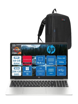 Hp 255 G10 Amd Ryzen 7 7730u 48gb 256gb Ssd Amd Radeon Grafik Windows 11 Home 15.6" Taşınabilir Bilgisayar 9g1f9eth26 + Zetta Çanta