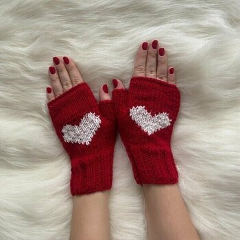 YOS Trend Kadın Kırmızı Kalp Detaylı Parmaksız Eldiven - Standart