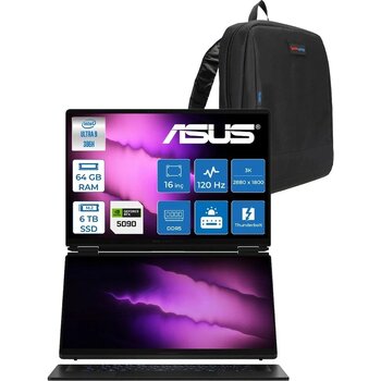 Asus Rog Zephyrus Duo (2026) Intel Core Ultra 9 386h 64gb Ddr5 6tb Freedos Geforce Rtx 5090 24gb Çift Ekran 16" Dokunmatik 3k (2880 X 1800) Oled 120hz 0.2ms Gx651axsr051wf04 + Zetta Çanta
