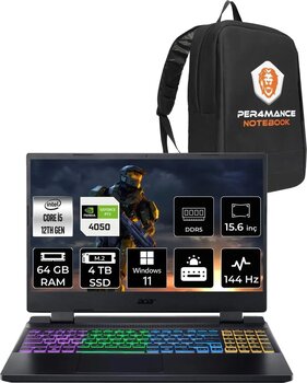 Acer Nitro 5 İ5 12500H 64Gb 4Tb Ssd Rtx4050/6Gb 140W 15.6" Fhd 144Hz W11P Gaming & Per4 Çanta