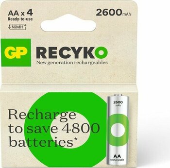 Gp Recyko Recyko 2600 Mah Aa Kalem Ni-Mh Şarjlı Pil  1.2 Volt  4'Lü Kart