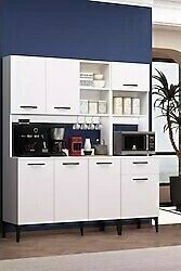 Riva Çok Amaçlı Rb1 Beyaz Fırın Bölmeli Askılı Raflı Airfry Dolabı Kahve Köşesi