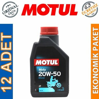 Motul Moto 4T 20W-50 1 Lt 4 Zamanlı Mineral Motosiklet Yağı (12 Adet)