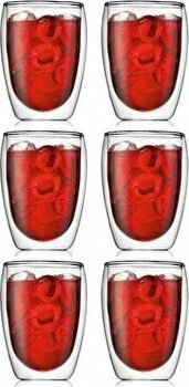 Yeni Tasarım Çift Cidarlı Borosilikat 350 ml Şeffaf Cam Bardak, Çeyiz Listesi, 6 Adet - 2772