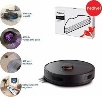 Philips Homerun 3000 Serisi Aqua Islak ve Kuru 4 adet XV1430/00 MOP 4000 Pa Robot Süpürge