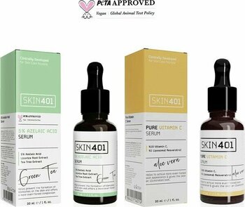Skin401 Aydınlatıcı Serum Seti 2×30 ml %5 Azelaik Asit ve %10 Vitamin C Tüm Cilt Tipleri için
