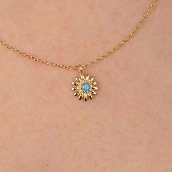 Altın Kolye - Firuze Taşlı Tasarım 14 Ayar Altın Kolye Altın 43 Cm