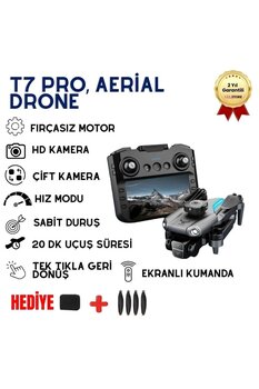 hızlı store T7 Pro Drone 4K Çift Kameralı GPS WiFi FPV 360° Engel Algılama Katlanabilir Drone