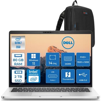 Dell Pro 14 Plus Intel Core Ultra 7 255U 5.1ghz 80GB Ddr5 2tb SSD Windows 11 Home Intel® Aı Boost 14 Inç IPS Fullhd+ (1920X1200) Taşınabilir Bilgis...