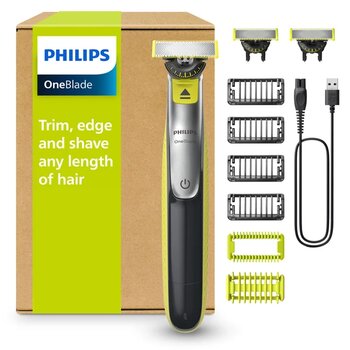 Philips  Oneblade 360 ​​Yüz Ve Vücut Elektrikli Düzeltici Ve Vücut Bakım Seti,3X 360 Bıçak,4X Düzeltme Aparatı (1/2/3/5Mm) 2X Vücut Aparatı,Yüz Ve Vücut İçin Islak Ve Kuru Tıraş (Qp2834/31)