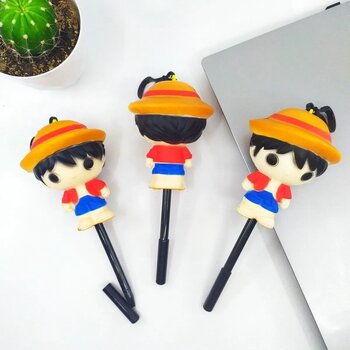 Squishy Jel Mürekkep Kalem Sevimli One Piece Luffy Siyah