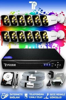 Picam 12 Kameralı 16 Kanal 12 Kamera Full HD Güvenlik Kamerası Sistemi