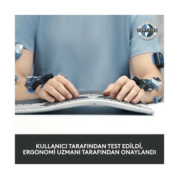 K860 Ergo Gelişmiş Ergonomik Kablosuz Klavye, Bilek Desteği, Bluetooth ve USB Bağlantılı, Sessiz, Özelleştirilebilir Tuşlu, Konforlu Bölünmüş Türkç...