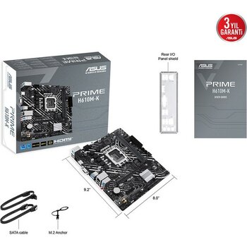 Asus Prıme H610M-K Intel H610 LGA1700 Ddr5 5600 Dp HDMI M2 Usb3.2 Matx Asus 5x P