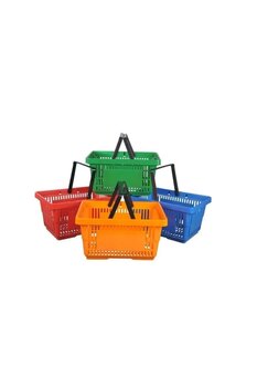 RafBurada 10 Adet 22 Lt Plastik Alışveriş Sepeti - Market El Sepeti Siyah