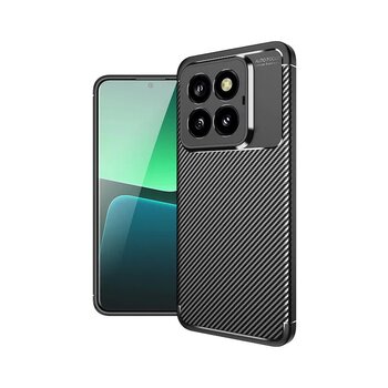 Xiaomi Mi 14 Pro Uyumlu Kılıf Karbon Armor Serisi, Ultra Dayanıklı Ve Esnek Slim Fit Karbon Görünümlü Silikon Siyah + Tam Kaplayan Kırılmaz Cam