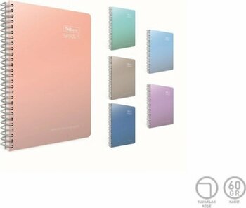 Thebook Spirals Spiralli Sert Kapak Not Defteri 17x24cm 100 Yaprak Çizgili 3 Lü Paket 5513 Karışık