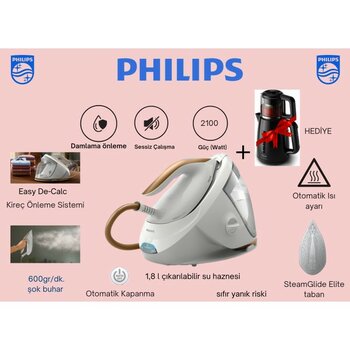 Philips Perfectcare PSG7040/10 Buhar Kazanlı Ütü + Elektrikli Çaycı Hediye - Açık Gri