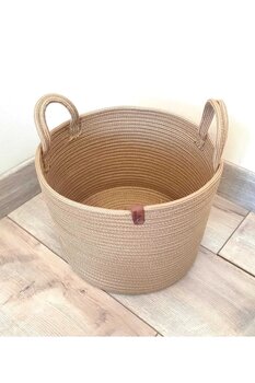 BEVEZ HOME Çok Amaçlı Hasır Sepet- Banyo Sepeti- Havlu Sepeti -saksı 26x20 Hasır