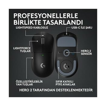 Ecovibe G Pro x Superlight 2c Kablosuz Oyuncu Mouse, Hafif, Hero 2 Sensör, 32.000 Dpı, Siyah - Option-1 - 001-Renkli