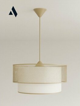 Alldesco Lunette Tel Örgü & Bez Şapkalı Sarkıt Avize – Modern Tavan Aydınlatması, Gold & Siyah Renk Seçenekli - Eskitme - Gold