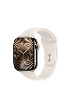 Apple Watch Series 10 GPS + Cellular 46mm Gold Titanium Case with Starlight Sport Band - M/L