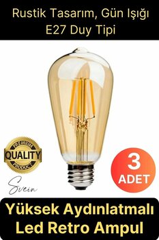 3 Adet Vintage Spiral Filament Rustik Retro Akkor Led Ampul Yüksek Işıklandırma Lamba Gün Işığı E27