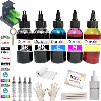 Duruınk 5x100 ml Canon Mg2455 Mg2500 Mg2550 Pg 545 Cl 546 Uyumlu Kartuş Dolum Seti
