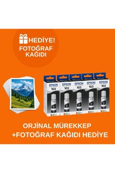 EPSON 103 Ecotank L3250 Orjinal 5'li Siyah Mürekkep 14u528