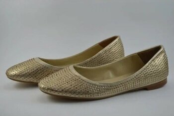 Beety 1000 Altın Taşlı 36 Kadın Babet Ayakkabı