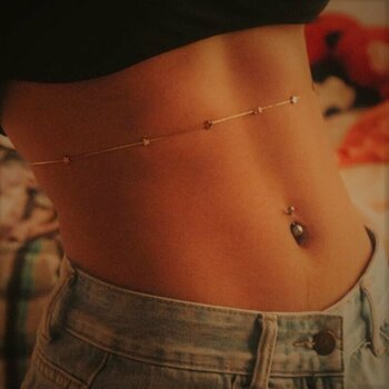 Heppii Cerrahi Çelik Ucu Toplu Göbek Piercingi Gold Renkli Altın