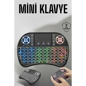 Pazarcan Işıklı Kablosuz Mini Q Klavye Tüm Cihazlara Uyumlu - 001-Renkli