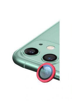 Apple Uyumlu iPhone 11 Raze Metal Kamera Lens - Kırmızı,