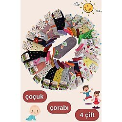 Kız - Erkek Çorap Tenis Model Pamuklu Terletmez (4 Çift) Öğrenci Okul Çocuk Çorabı