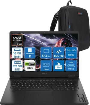 Hp Omen 17-Db1003nt Amd Ryzen Aı 9 365 16Gb Ddr5 512Gb Ssd Rtx5070 8Gb Gddr7 17.3 Inç Fullhd (1920 X 1080) 144Hz 7Ms 300Nıts Ips Windows 11 Pro Taşınabilir Bilgisayar C67g1eap01 + Zetta Çanta
