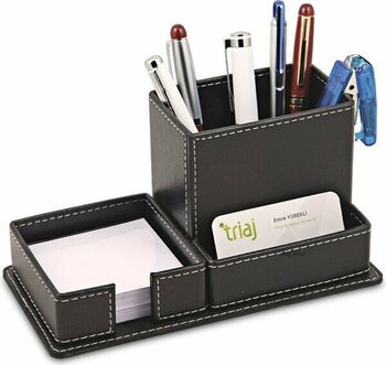 Sedef Silver Çok Bölmeli Organizer Masaüstü Ofis Masa Düzenleyici Aksesuar  Deri Kalemlik Notluk, Masa Kalemliği - 1 Adet