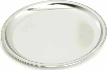 6 Adet Paslanmaz Çelik Diplomat Tabak 430 Kalite Tatlı & Pasta Servis Tabağı 31 Cm Gümüş