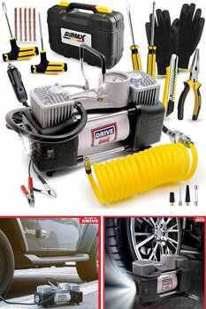 stilmax Profesyonel Çift Pistonlu Metal Hava Kompresörü 12 V 150 Psi Araba Lastik Bot Şişirme Full Çanta Set