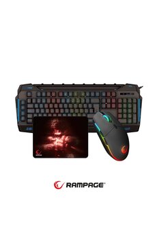 Rampage KB-R63 STAGE Makrolu Klavye SMX-R63 RGB Mouse + Mousepad 3lü OYUNCU SETİ