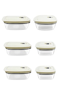 Karaca Cream 6'lı Cam Şeffaf Saklama Kabı Seti