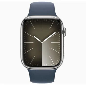 Apple Watch Series 9 45 mm Gps + Cellular Gümüş Paslanmaz Çelik Kasa Spor Kordon Akıllı Saat